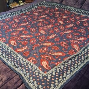 Source Unknown Navy Blue and Red Paisley Wrap Scarf